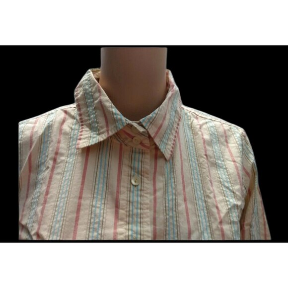 Talbots Shirt Yellow Stripe Long Sleeve Button Up  Stretch Size M Casual Career - Picture 4 of 5